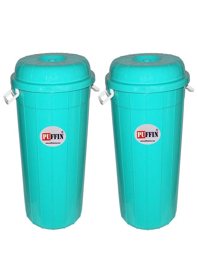 PUFFIN Multipurpose Plastic Storage Bucket Drum 100 LTR with Lid Aqua Green Pack of 2 - Image 1